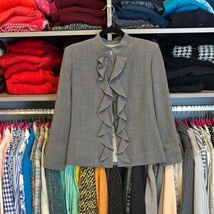 Garfield & Marks gray 5 button down ruffled blazer size 4